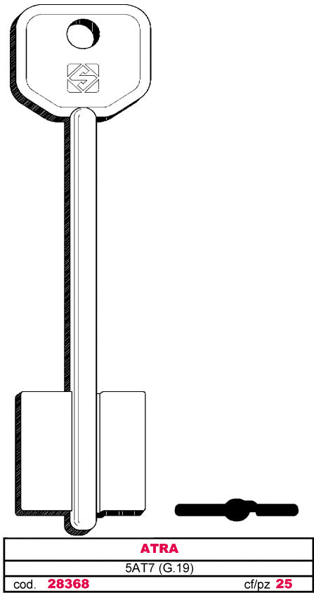 Silca CHIAVE A DOPPIA MAPPA 5AT7 (G.V AT 0) ATRA 5.00 pz