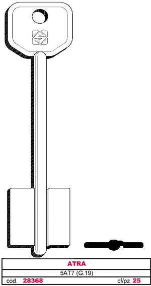 Silca CHIAVE A DOPPIA MAPPA 5AT7 (G.V AT 0) ATRA 5.00 pz