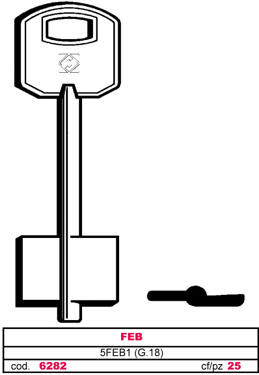 Silca CHIAVE A DOPPIA MAPPA 5FEB1 (G. VAS 5) FEB 5.00 pz