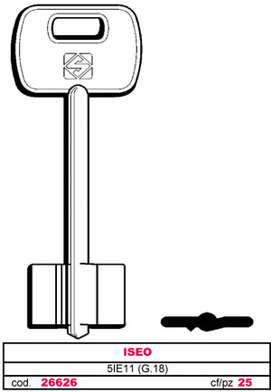 Silca CHIAVE A DOPPIA MAPPA 5IE11 (G. VAS 0) ISEO 5.00 pz