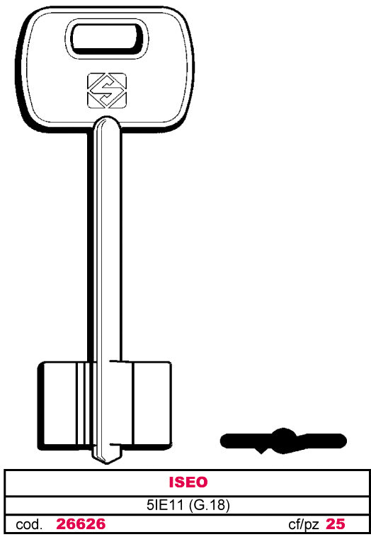 Silca CHIAVE A DOPPIA MAPPA 5IE11 (G. VAS 0) ISEO 5.00 pz