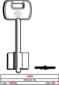 Silca CHIAVE A DOPPIA MAPPA 5IE9 (G. VAS 5) ISEO 25.00 pz