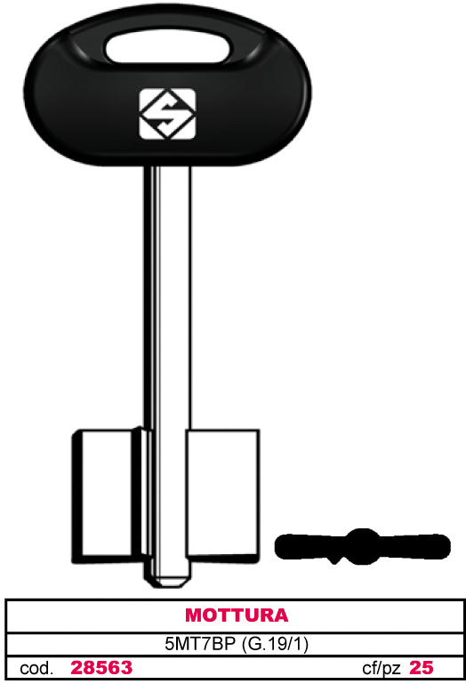 Silca CHIAVE A DOPPIA MAPPA 5MT7BP (G. VAT 1) MOTTURA 5.00 pz
