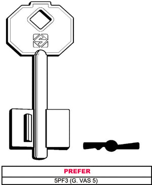 Silca CHIAVE A DOPPIA MAPPA 5PF3 (G. VAS 5) PREFER 5.00 pz