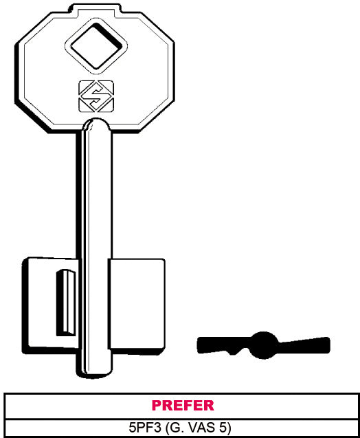 Silca CHIAVE A DOPPIA MAPPA 5PF3 (G. VAS 5) PREFER 5.00 pz