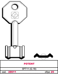 Silca CHIAVE A DOPPIA MAPPA 5PT11 (G. VAS 0) POTENT 5.00 pz