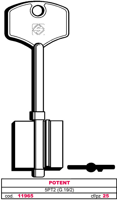 Silca CHIAVE A DOPPIA MAPPA 5PT2 (G. VAT 5) POTENT 5.00 pz