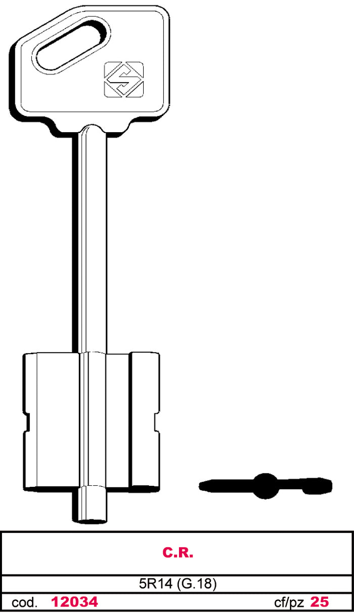 Silca CHIAVE A DOPPIA MAPPA 5R14 (G. VAS 5) C.R. 5.00 pz