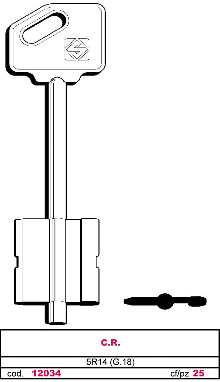 Silca CHIAVE A DOPPIA MAPPA 5R14 (G. VAS 5) C.R. 5.00 pz