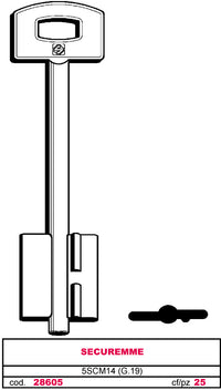 Silca CHIAVE A DOPPIA MAPPA 5SCM14 (G. VAT 0) SECUREMME 5.00 pz