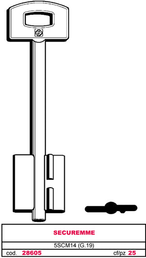 Silca CHIAVE A DOPPIA MAPPA 5SCM14 (G. VAT 0) SECUREMME 5.00 pz