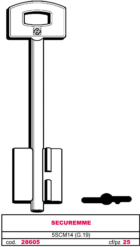 Silca CHIAVE A DOPPIA MAPPA 5SCM14 (G. VAT 0) SECUREMME 5.00 pz