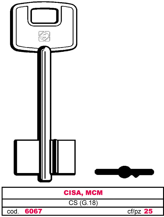 Silca CHIAVE A DOPPIA MAPPA CS (G. VAS 5) CISA, MCM 25.00 pz