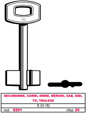 Silca CHIAVE A DOPPIA MAPPA S (G. VAS 5) SECUREMME 5.00 pz