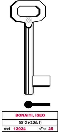 Silca CHIAVE A MAPPA 5012 (G. VAZ 1) BONAITI, ISEO 5.00 pz