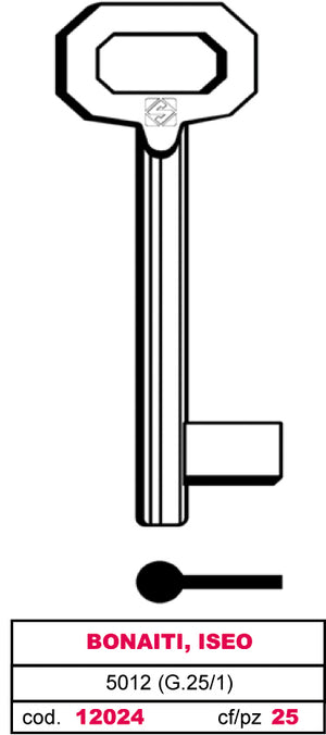 Silca CHIAVE A MAPPA 5012 (G. VAZ 1) BONAITI, ISEO 5.00 pz