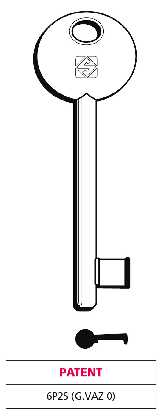 Silca CHIAVE A MAPPA 6P2S (G. VAZ 0) PATENT ottone nichelato 5.00 pz