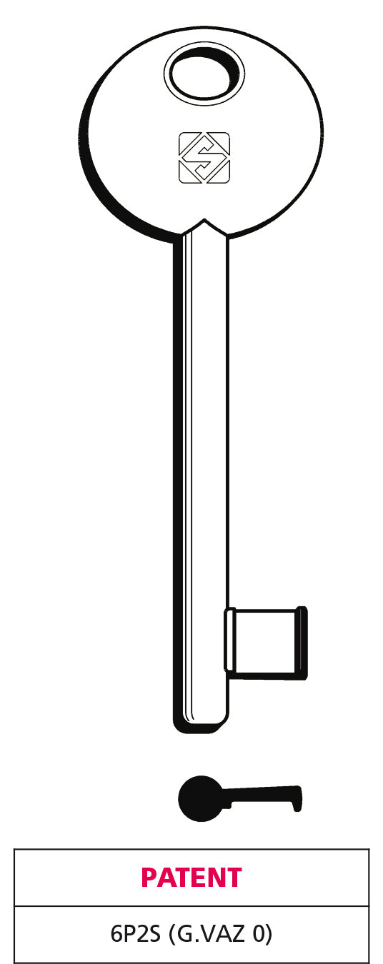 Silca CHIAVE A MAPPA 6P2S (G. VAZ 0) PATENT ottone nichelato 5.00 pz