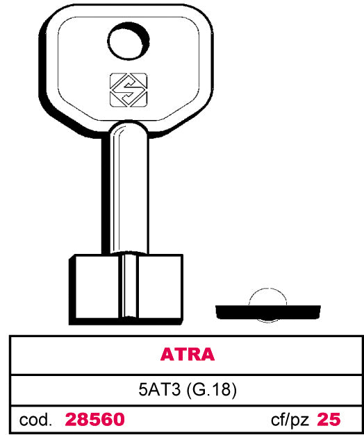 Silca CHIAVE A POMPA 5AT3 (G.VAS 0) ATRA 5.00 pz