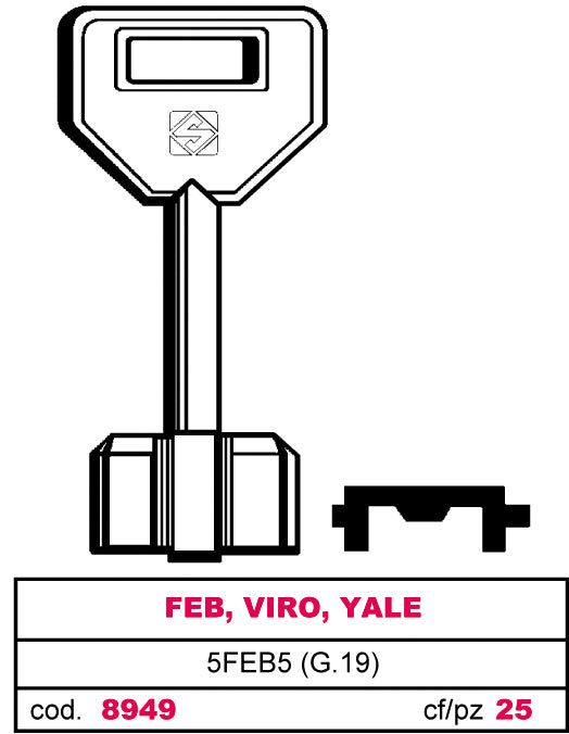 Silca CHIAVE A POMPA 5FEB5 (G.VAT 0) FEB, VIRO, YALE 5.00 pz