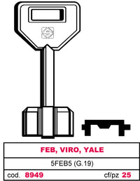 Silca CHIAVE A POMPA 5FEB5 (G.VAT 0) FEB, VIRO, YALE 5.00 pz