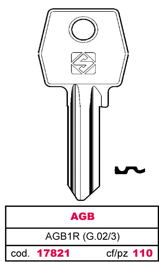 Silca CHIAVE ASC AGB1R (G.VAC 3) AGB 100.00 pz