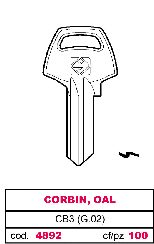 Silca CHIAVE ASC CB3 (G.VAC 4) CORBIN, OAL 100.00 pz