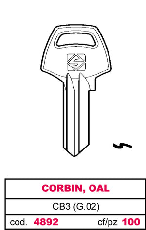 Silca CHIAVE ASC CB3 (G.VAC 4) CORBIN, OAL 100.00 pz