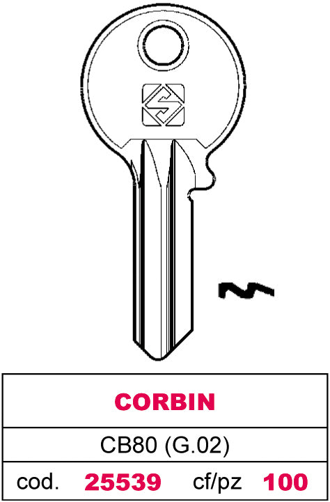 Silca CHIAVE ASC CB80 (G.VAC 0) CORBIN 20.00 pz