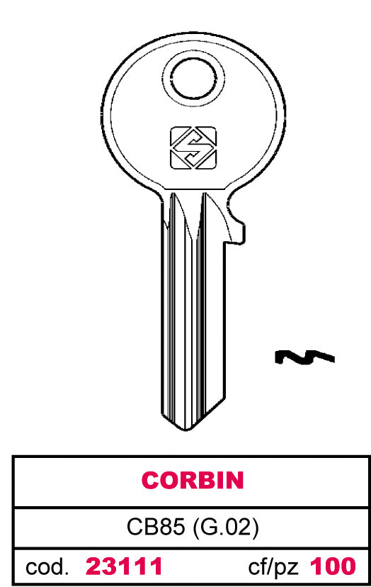 Silca CHIAVE ASC CB85 (G.VAC 4) CORBIN 20.00 pz