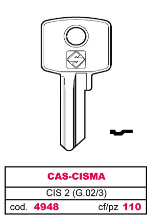 Silca CHIAVE ASC CIS 2 (G.VAC 3) CAS-CISMA 20.00 pz