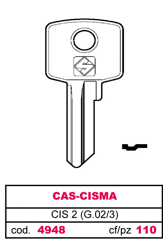Silca CHIAVE ASC CIS 2 (G.VAC 3) CAS-CISMA 20.00 pz