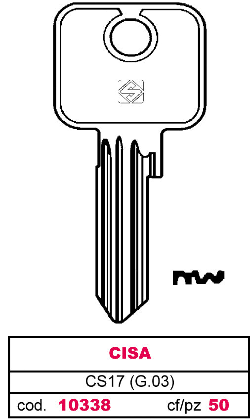 Silca CHIAVE ASC CS17 (G.VAD 0) CISA 10.00 pz