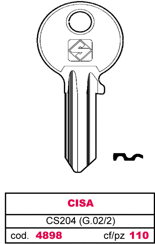 Silca CHIAVE ASC CS204 (G.VAC 2) CISA 20.00 pz
