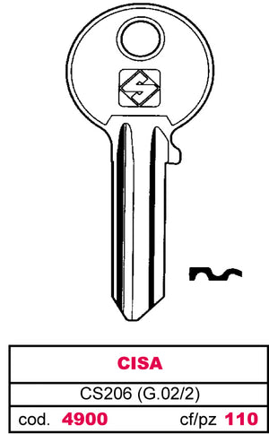 Silca CHIAVE ASC CS206 (G.VAC 2) CISA 100.00 pz