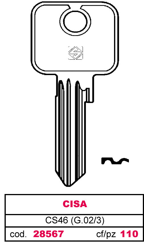 Silca CHIAVE ASC CS46 (G.VAC 3) CISA 10.00 pz