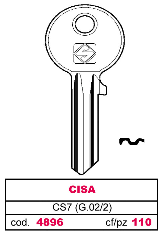 Silca CHIAVE ASC CS7 (G.VAC 2) CISA 100.00 pz