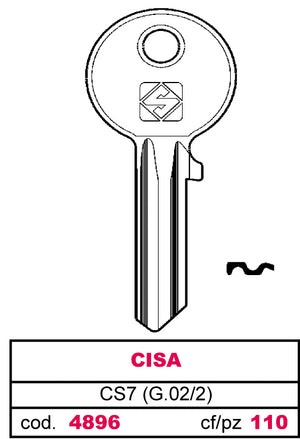 Silca CHIAVE ASC CS7 (G.VAC 2) CISA 100.00 pz