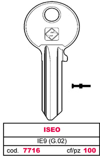 Silca CHIAVE ASC IE9 (G.VAC 0) ISEO 20.00 pz