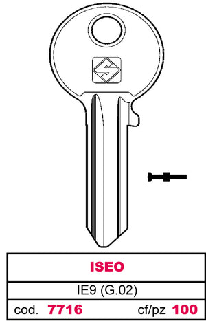Silca CHIAVE ASC IE9 (G.VAC 0) ISEO 20.00 pz