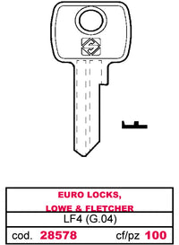 Silca CHIAVE ASC LF4 (G.VAE 0) EURO LOCKS, LOWE & FLETCHER 10.00 pz