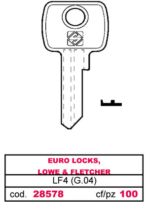Silca CHIAVE ASC LF4 (G.VAE 0) EURO LOCKS, LOWE & FLETCHER 10.00 pz