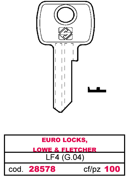 Silca CHIAVE ASC LF4 (G.VAE 0) EURO LOCKS, LOWE & FLETCHER 10.00 pz