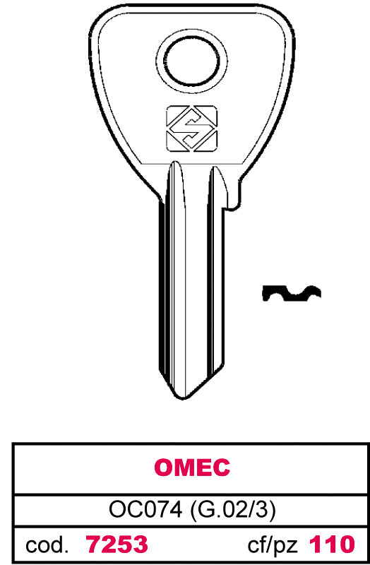 Silca CHIAVE ASC OC074 (G.VAC 3) OMEC 100.00 pz