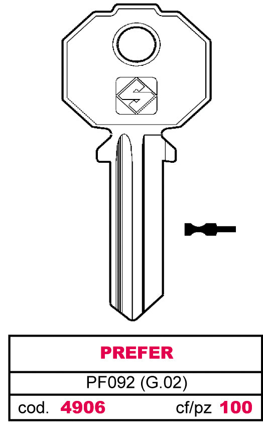 Silca CHIAVE ASC PF092 (G.VAC 0) PREFER 20.00 pz