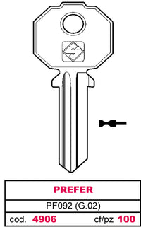 Silca CHIAVE ASC PF092 (G.VAC 0) PREFER 20.00 pz