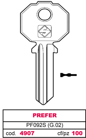 Silca CHIAVE ASC PF092S (G.VAC 0) PREFER 20.00 pz
