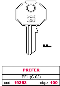 Silca CHIAVE ASC PF1 (G.VAC 0) PREFER 20.00 pz
