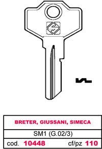 Silca CHIAVE ASC SM1 (G.VAC 3) BRETER, GIUSSANI, SIMECA 100.00 pz