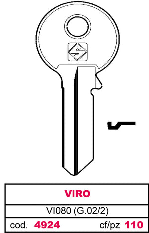Silca CHIAVE ASC VI080 (G.VAC 2) VIRO 100.00 pz
